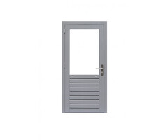 Hardhouten glasdeur - grijs gegrond