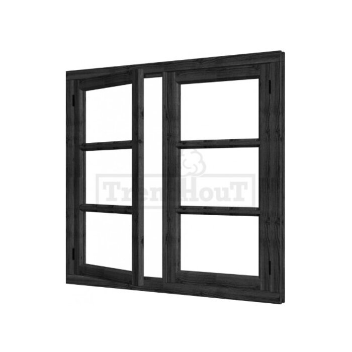 Steel Look dubbel vleugelraam - dubbel glas