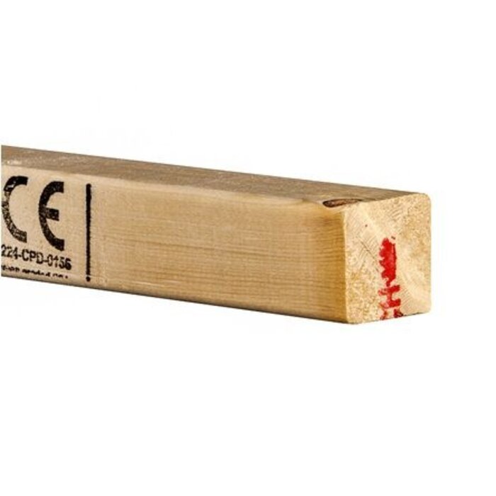 Vuren regel geschaafd 70% PEFC 4,4 x 4,4 cm