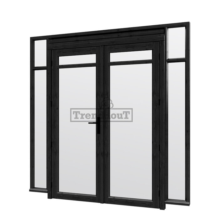 Steellook glaswand module met deuren H B223 x H220 cm - verdeling naar keuze