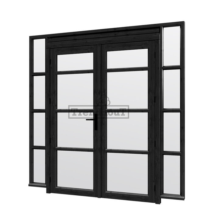 Steellook glaswand module met deuren H B223 x H220 cm - verdeling naar keuze