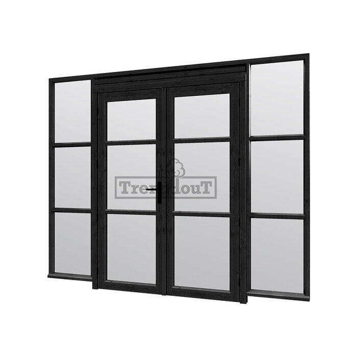 Steellook glaswand module met deuren C B276 x H220 cm - verdeling naar keuze