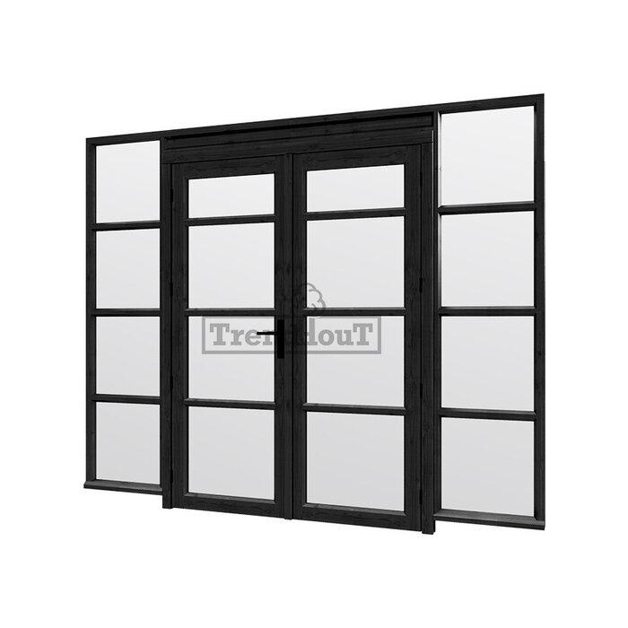 Steellook glaswand module met deuren C B276 x H220 cm - verdeling naar keuze