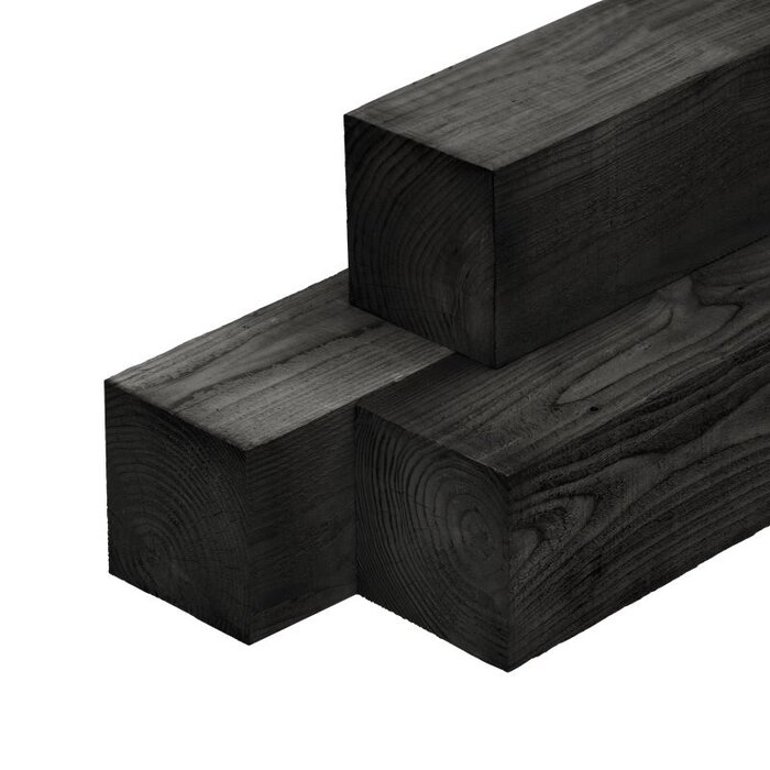 Lariks Douglas paal 70% PEFC 15 x 15 cm Zwart geïmpregneerd