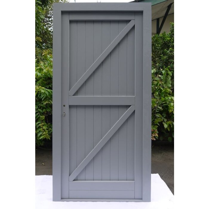 Hardhouten deur dicht - grijs gegrond