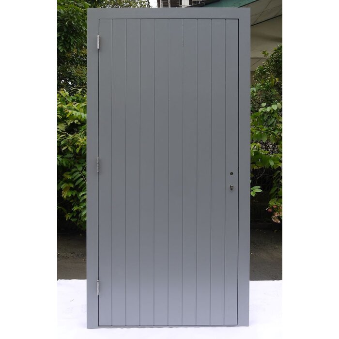 Hardhouten deur dicht - grijs gegrond