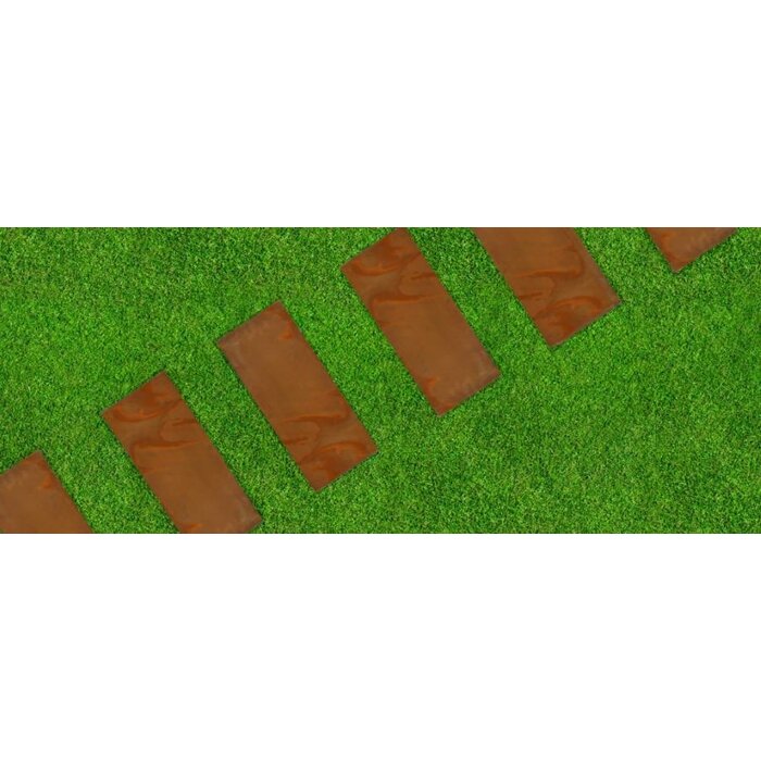 Cortenstaal stapsteen - rechthoek - 250x600x2mm - 4x gelaste moer M10 + 4x  draadstang M10x100mm