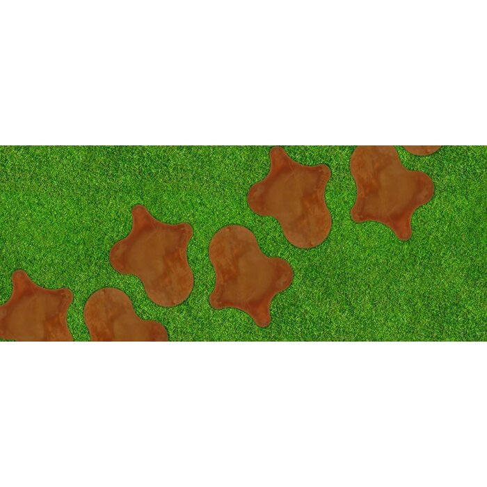 Cortenstaal stapsteen - organische vorm - 500/600x2mm - 4x gelaste moer  M10 + 4x draadstang M10x100mm