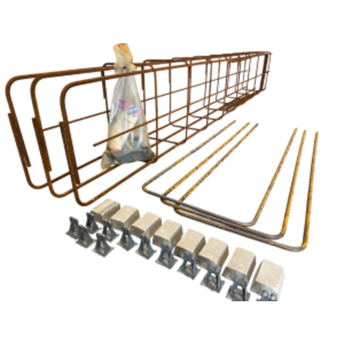 Wapeningskorf Ø12 3K 28 x 43 x 300 cm inclusief verlengde haarspelden