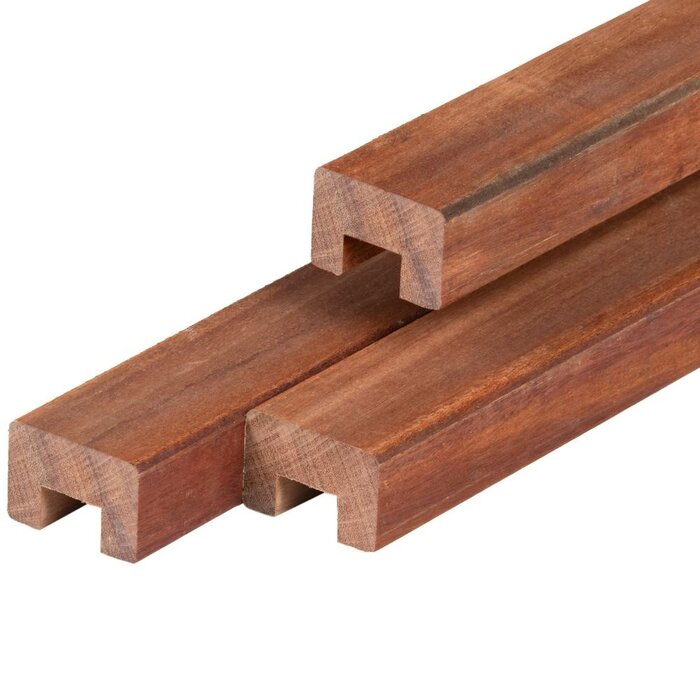 Hardhout afdekkap 4.5 x 7 x 185 cm geschaafd