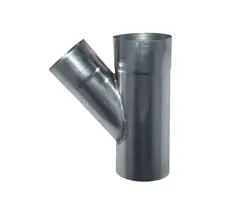 Zinken T-stuk 45°, zink, 2x mof / 1x spie, 80 mm