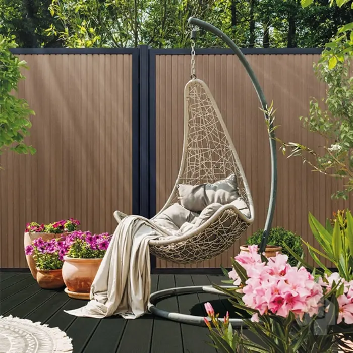 Schutting | Houtcomposiet | 4x180x180cm Dark Line Stripes Oak and Black