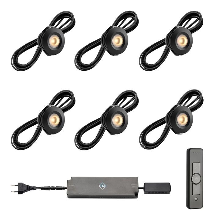 Pals ab | inbouwspot | rond zwart | warmwit | dimbaar | set van 6 stuks | OutdoorCore+