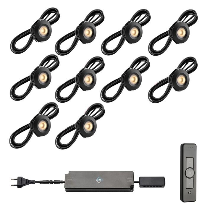 Pals ab | inbouwspot | rond zwart | warmwit | dimbaar | set van 10 stuks | OutdoorCore+