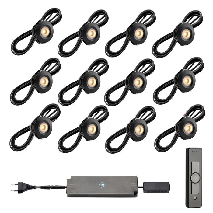 Pals ab | inbouwspot | rond zwart | warmwit | dimbaar | set van 12 stuks | OutdoorCore+