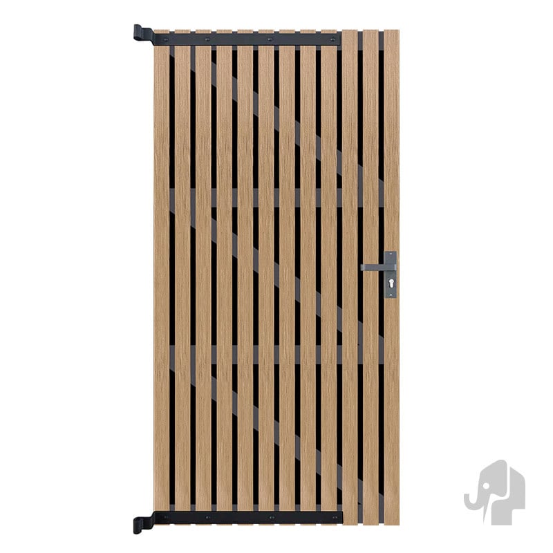 Tuindeur Stripes black | Houtcomposiet | 40x900x1800mm Oak