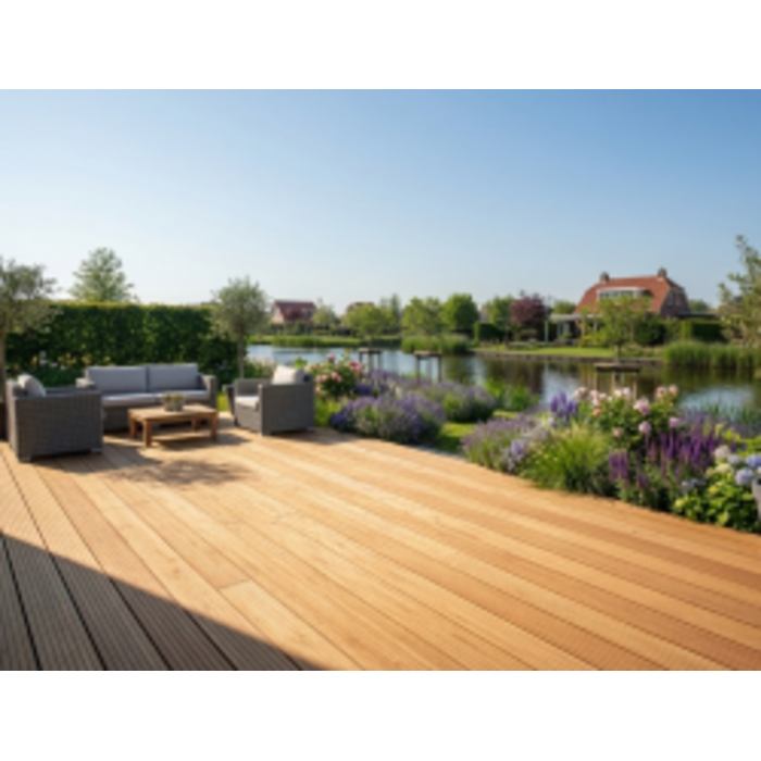 Bilinga vlonderplank glad en gegroefd 25x145