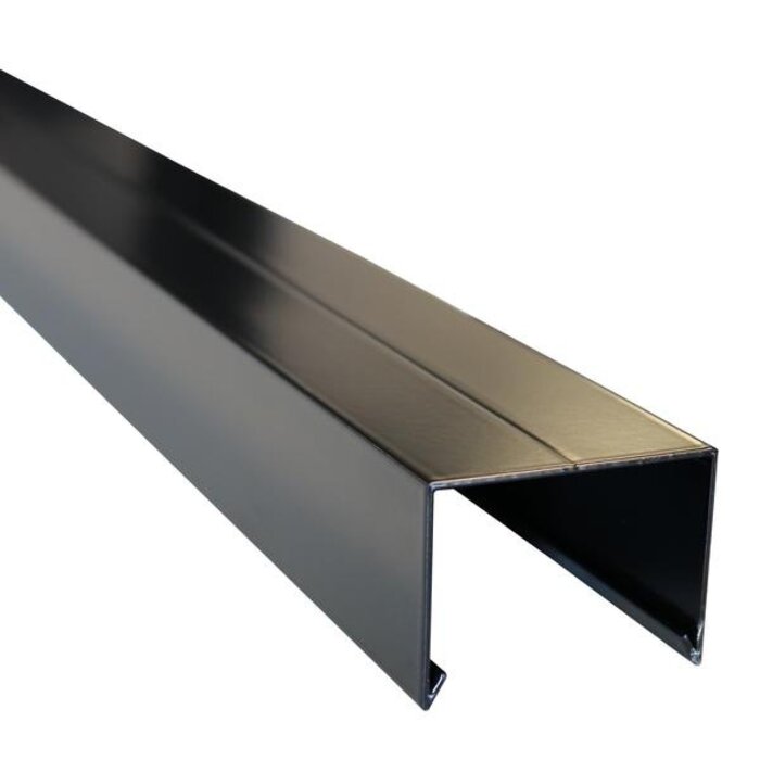 Aluminium afdekkap met sponning (5,1 cm) 4,5 x 6,1 x 179,5 cm, zwart RAL 9005