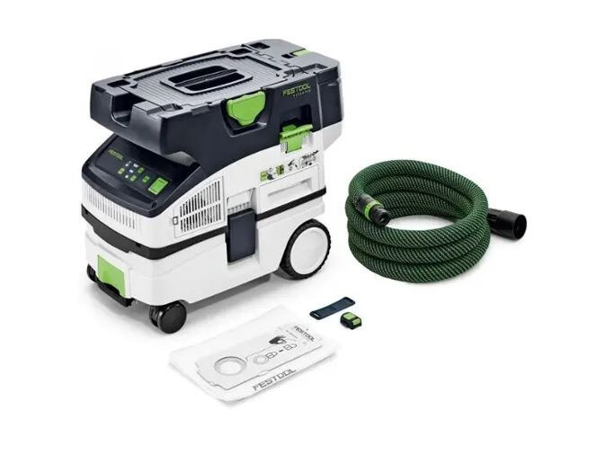 Festool CLEANTEC Accu-stofzuiger CTLC MINI I-Basic 18V (2x 8,0Ah) met afzuigslang