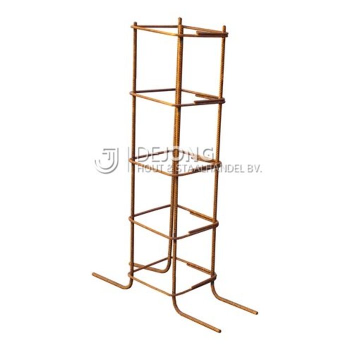 Wapeningskorf t.b.v. opstort & poeren op funderingsplaten of stroken - 23 x 23 x 70 cm