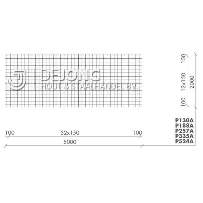 Bouwstaalmat P188a Ø6-150 2 x 5 meter
