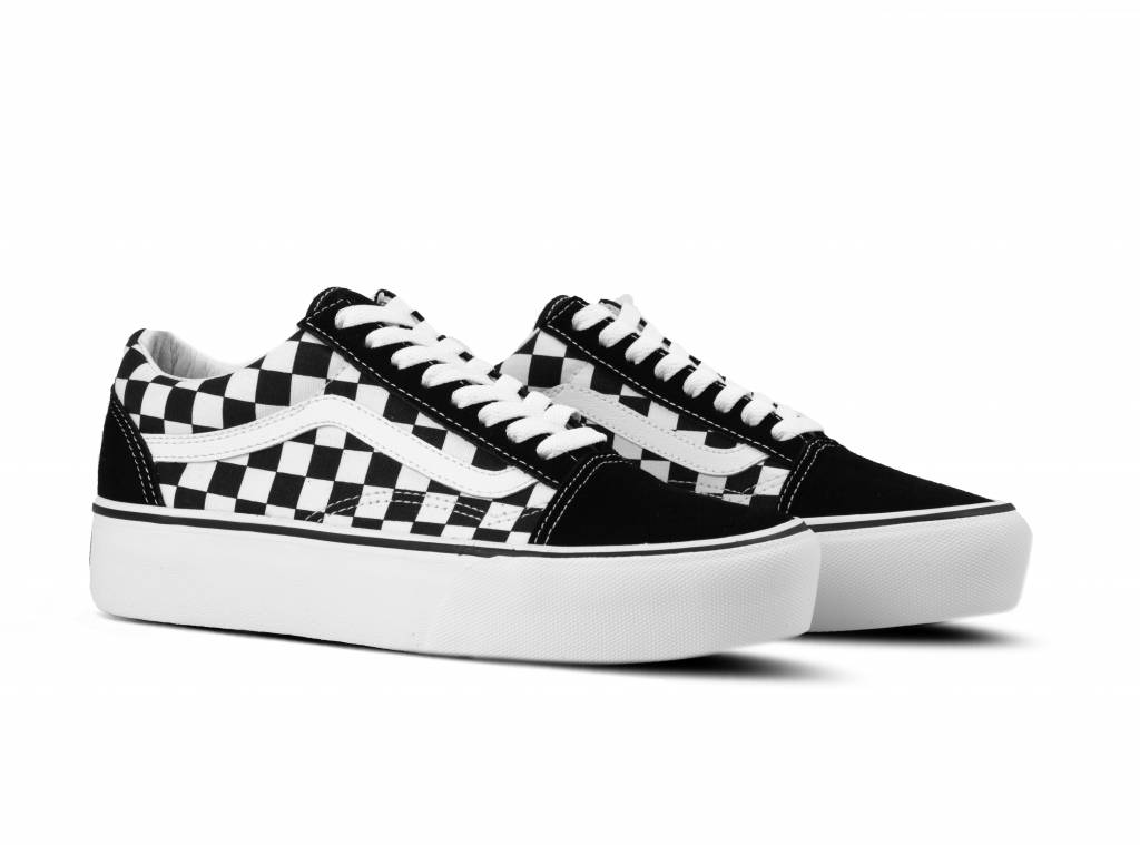 platform checkered vans old skool