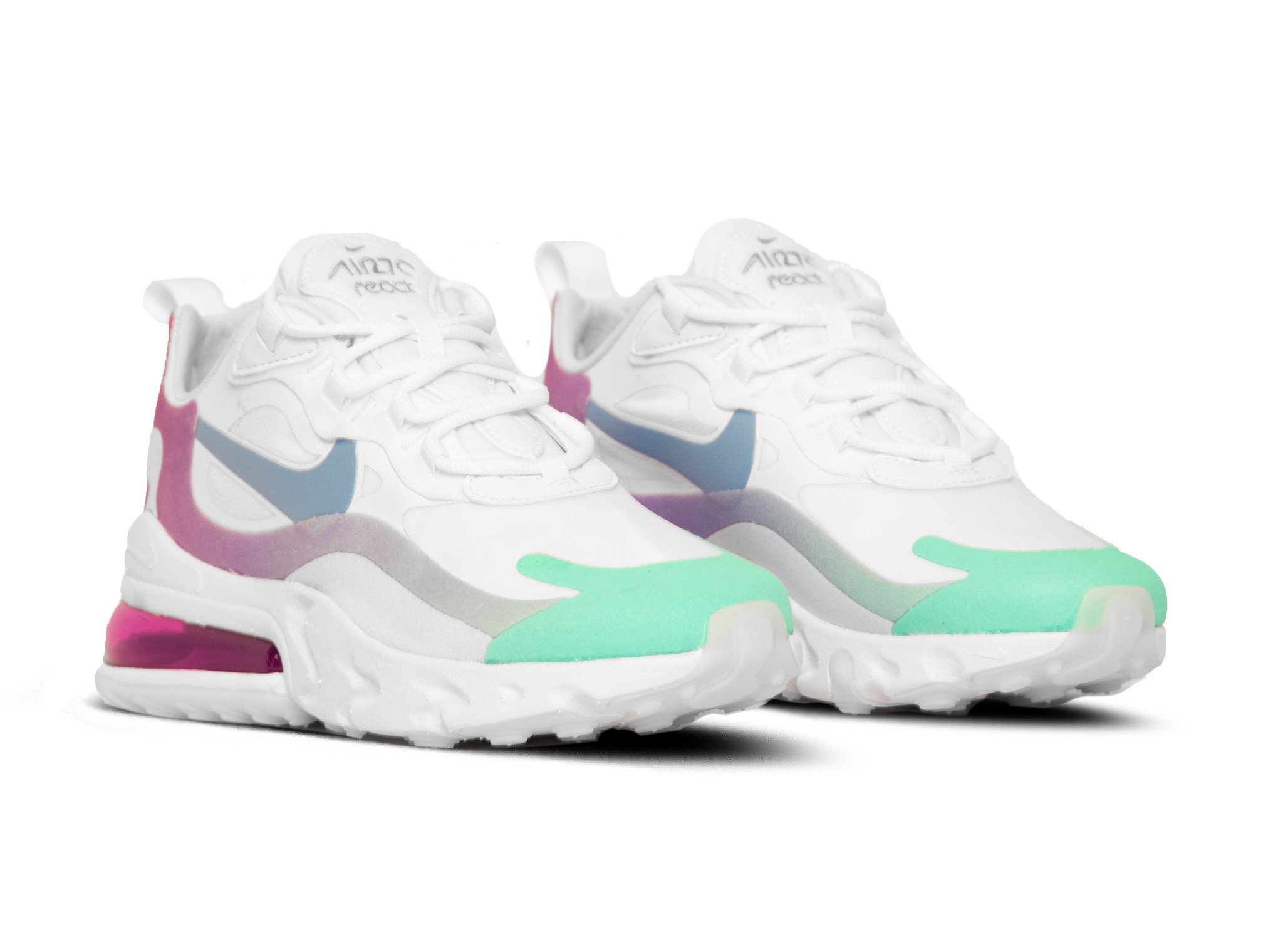 air max 270 react trainers white light blue aurora green vivid purple