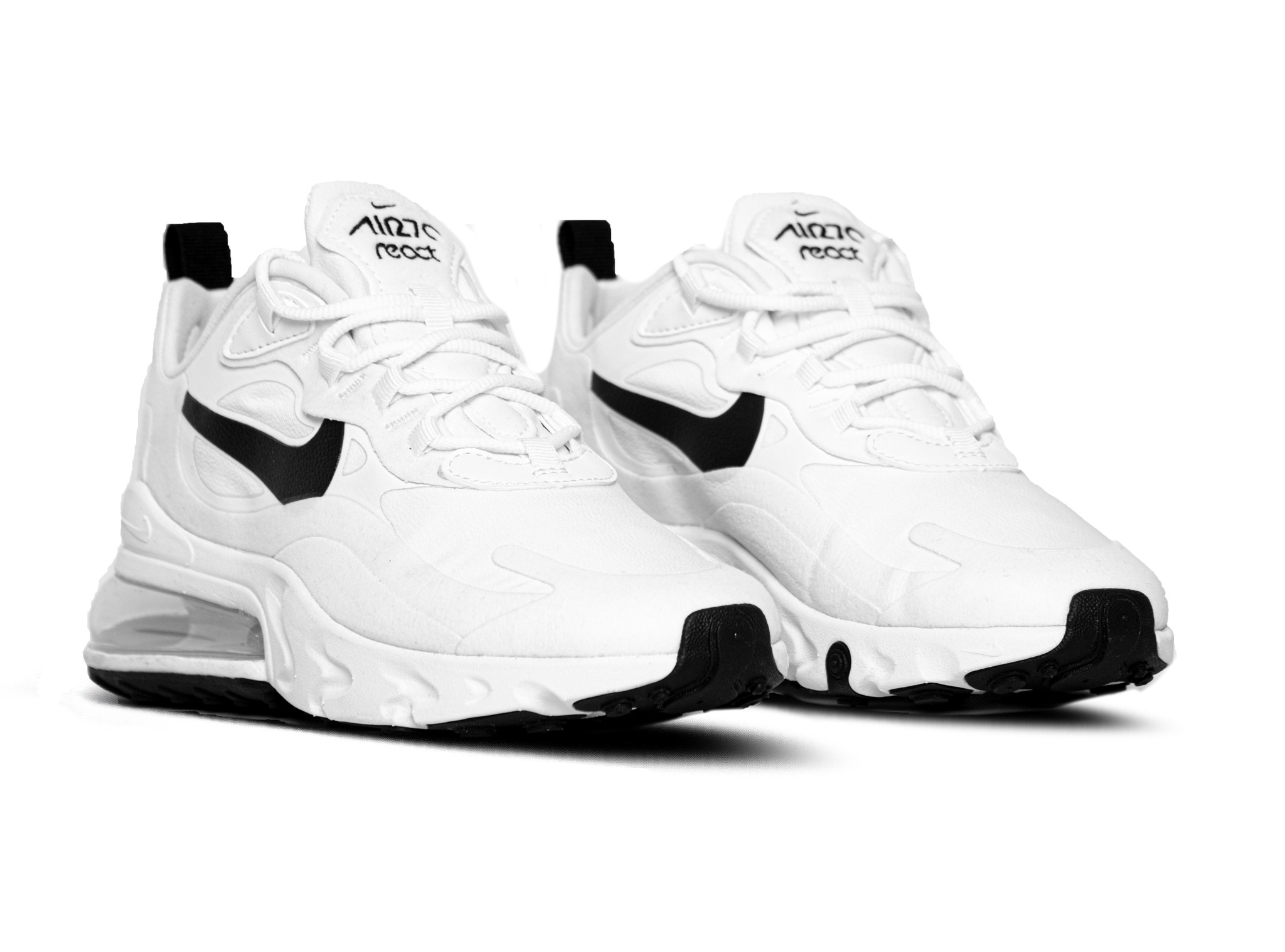 air max 270 react white black metallic silver