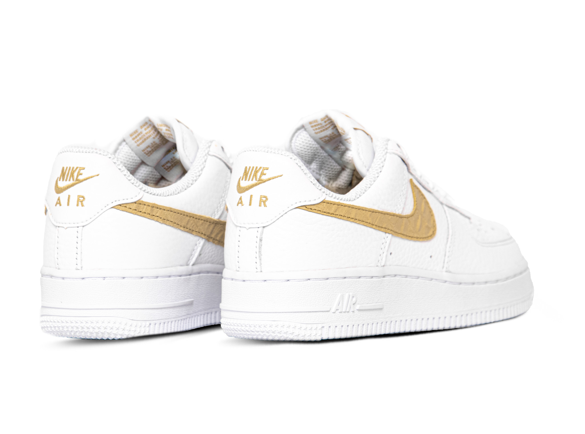 nike air force ones white and gold