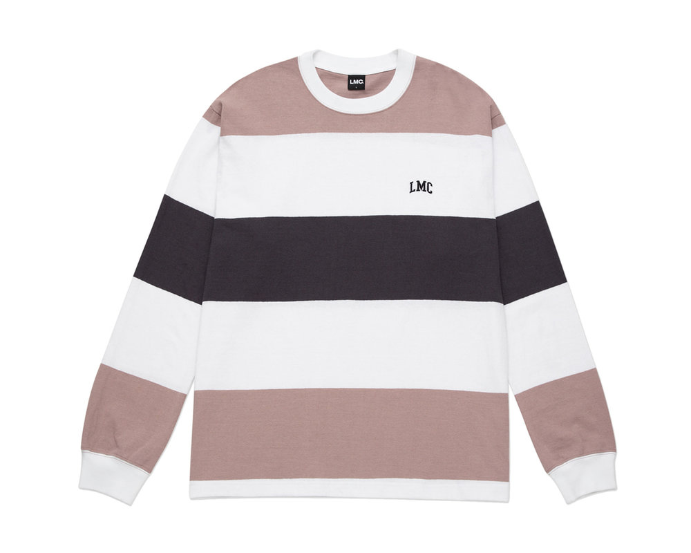 LMC Border Stripe Longsleeve Tee Gray Pink LMC2082