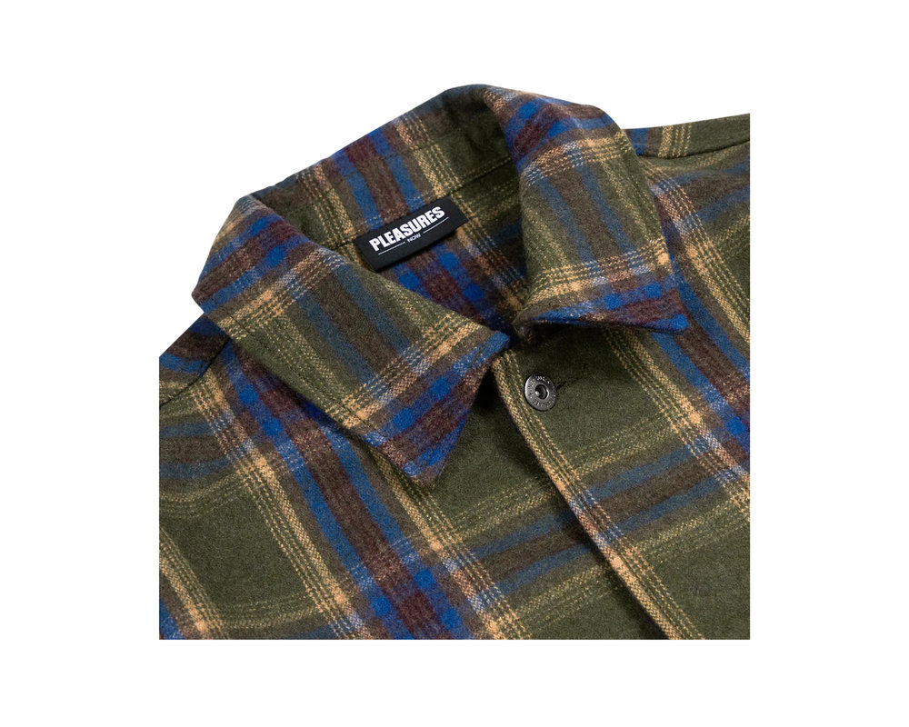 Pleasures Green Should Plaid Trench Green P22W028