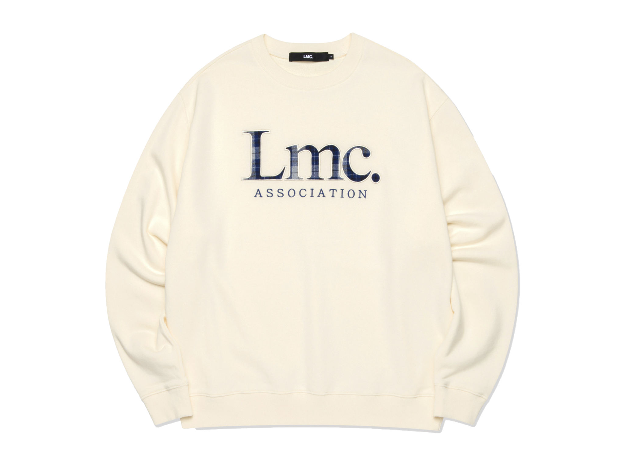 Plaid Applique Sweatshirt Cream 0LM22FSW115 LMC Plaid Applique Sweatshirt Cream 0LM22FSW115
