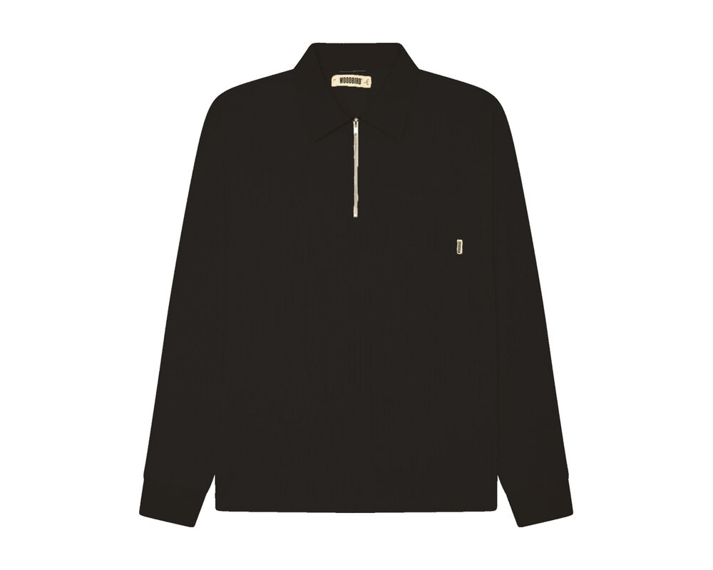 Woodbird WBAlter Waffel Polo Black 2336 408