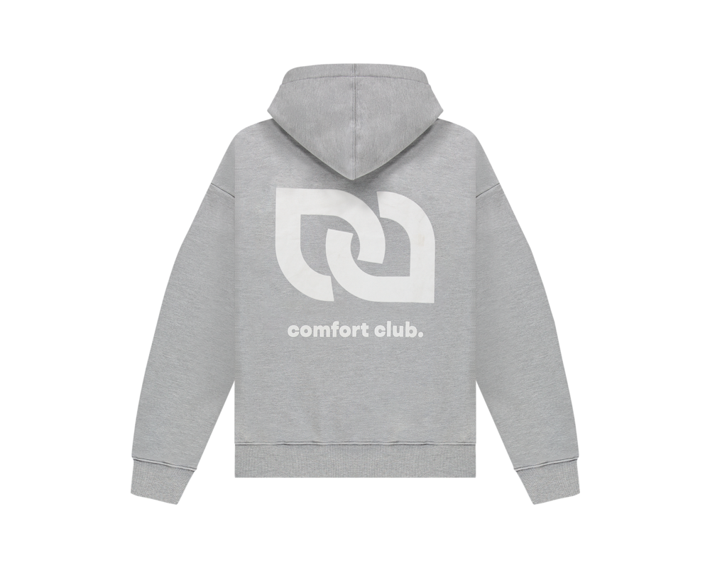 Comfort Club Logo Hoodie Light Gray Marl White CC33002 200