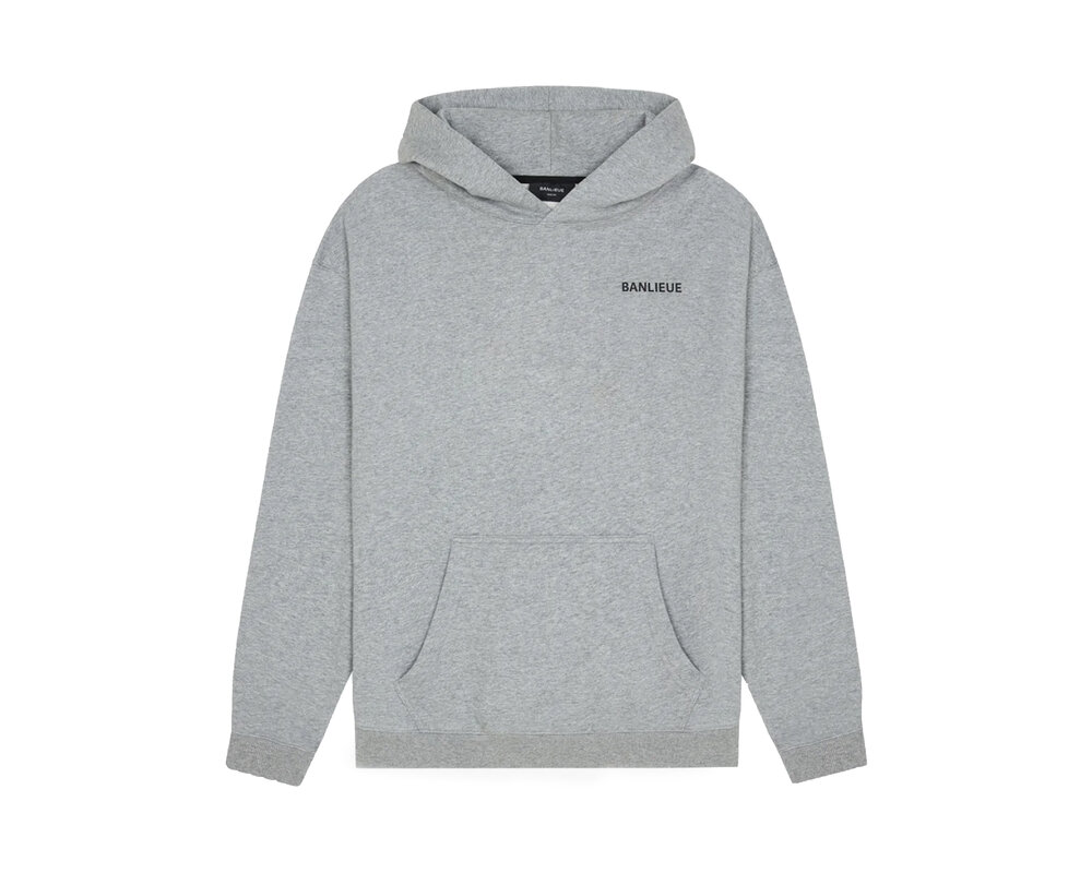 Clan de Banlieue B+ Script Hoodie Heather Grey BPLUS-FW23-HS03-103