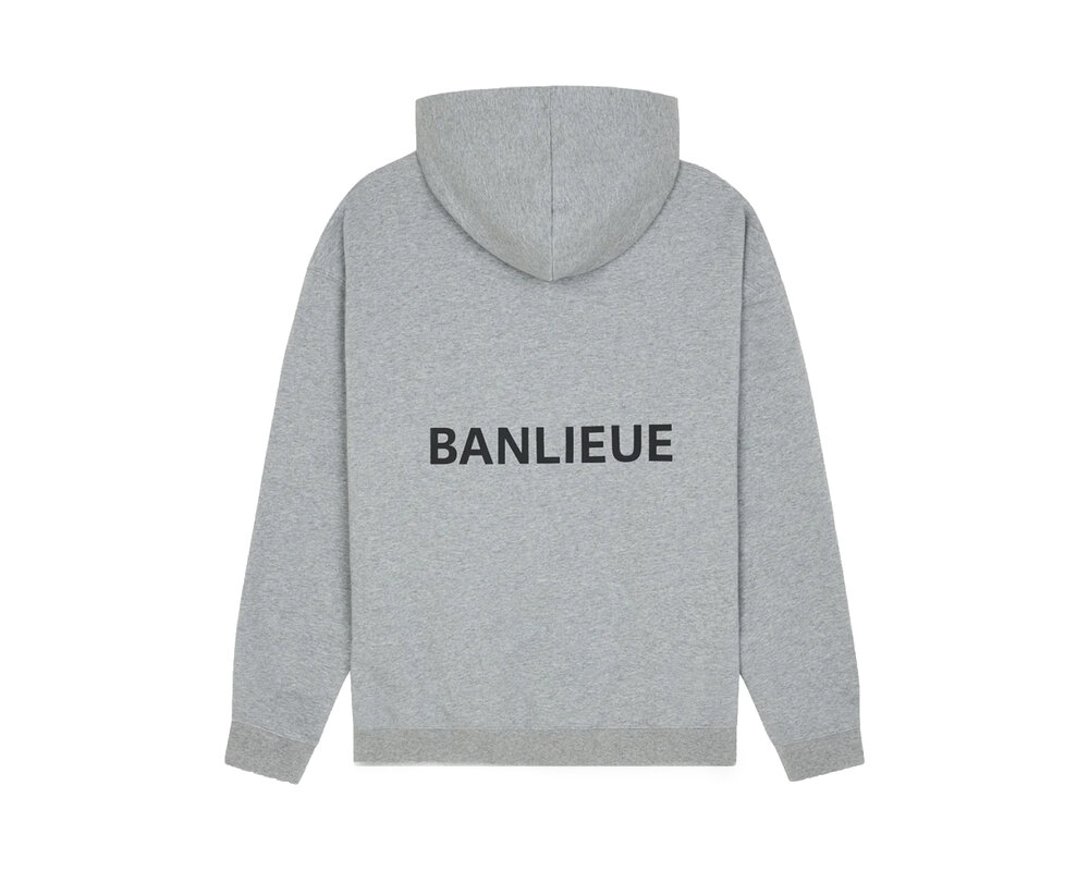 Clan de Banlieue B+ Script Hoodie Heather Grey BPLUS-FW23-HS03-103