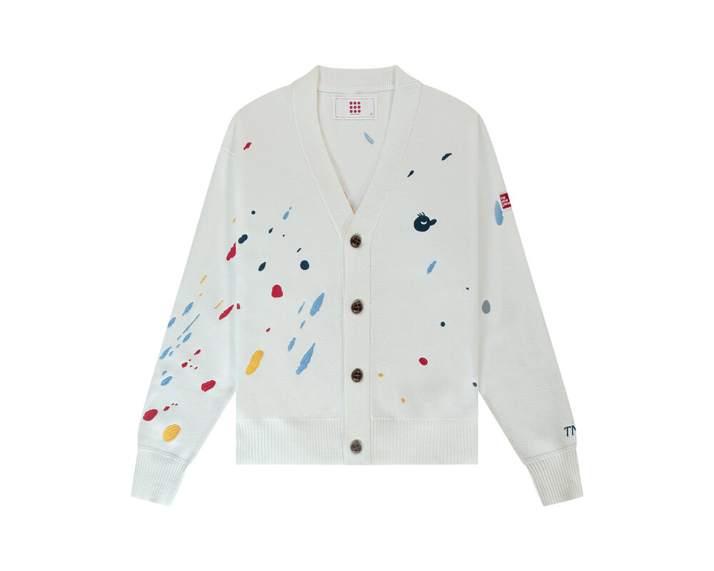 The New Originals Paint Splatter Cardigan Creme TNO352