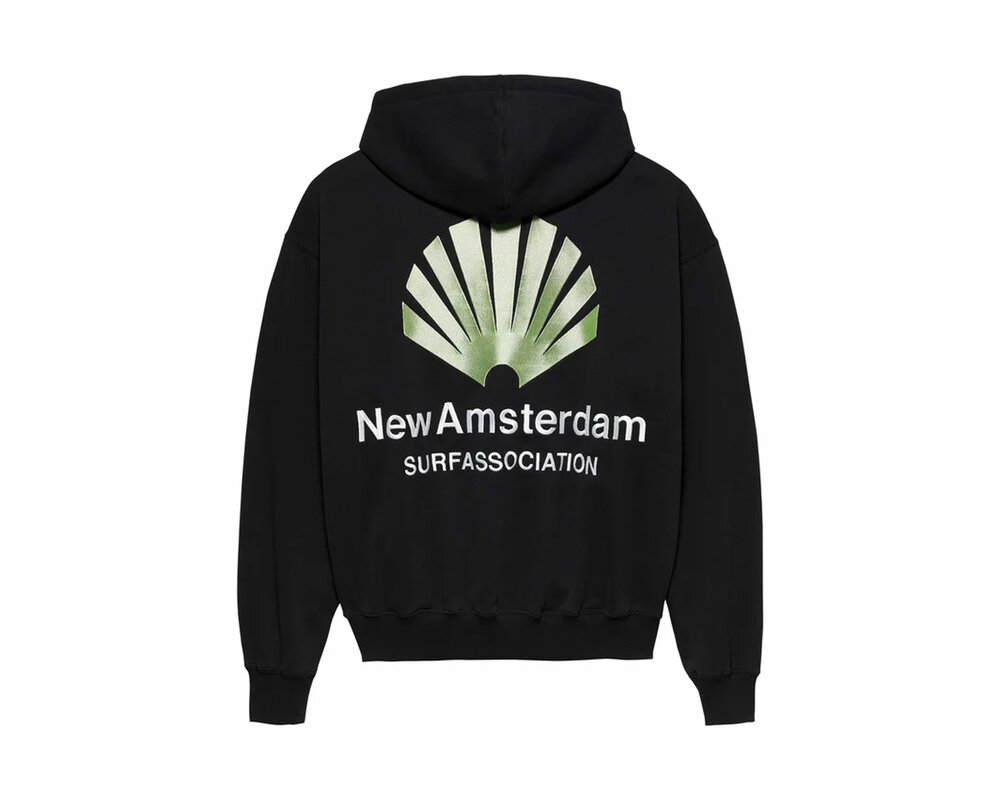 New Amsterdam Surf Association Logo Hoodie Black Almost Aqua 2402095002