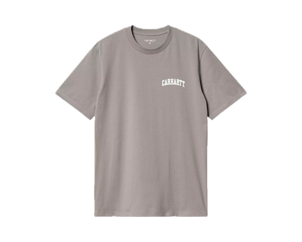 Carhartt WIP SS University Script T-Shirt Misty Grey White I034852.2DF.XX.03