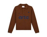 Arte Antwerp Football Knit Hoodie Brown AW24 154K