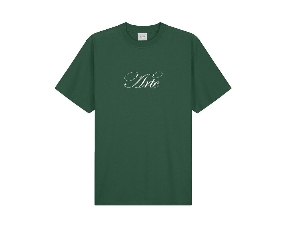 Arte Antwerp Script Logo T Shirt Green AW24 126T