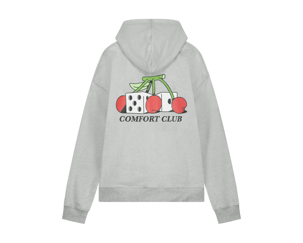 Comfort Club Cherry Dice Hoodie Light Grey Marl CC43010 202