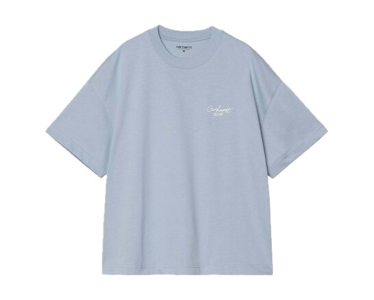 Carhartt WIP SS Signature Script T Shirt Frosted Blue White I033828.0RO.XX.03