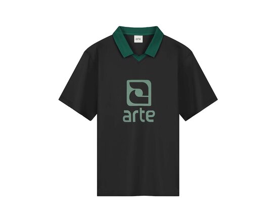 Arte Antwerp Logo Collar T-Shirt Black Green SS25 080T