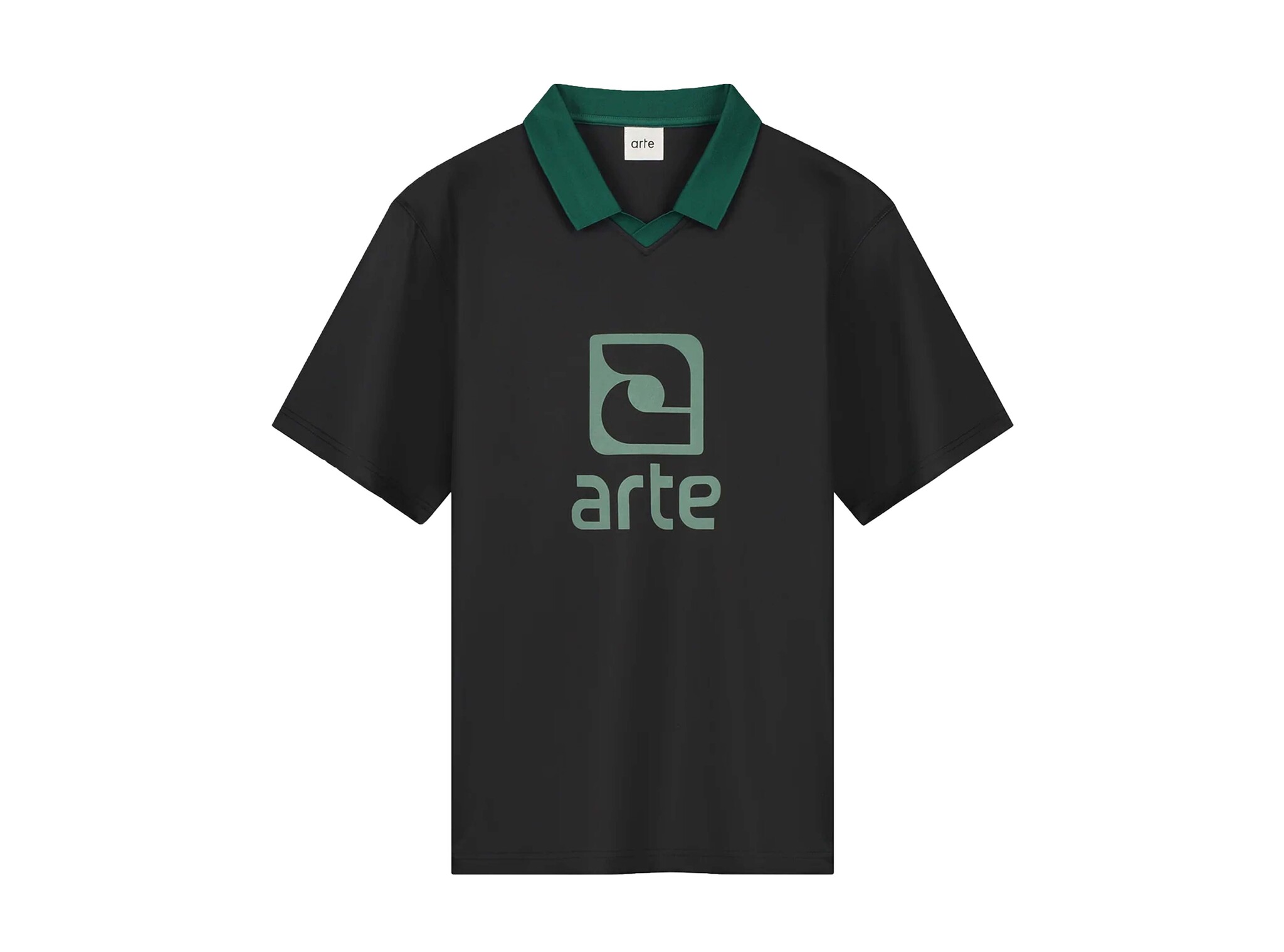 Logo Collar T-Shirt Black Green SS25 080T Arte Antwerp Logo Collar T-Shirt Black Green SS25 080T