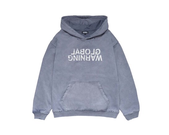Global Warning Mirrored Logo Distressed Hoodie Washed California Lilac DDMLDH