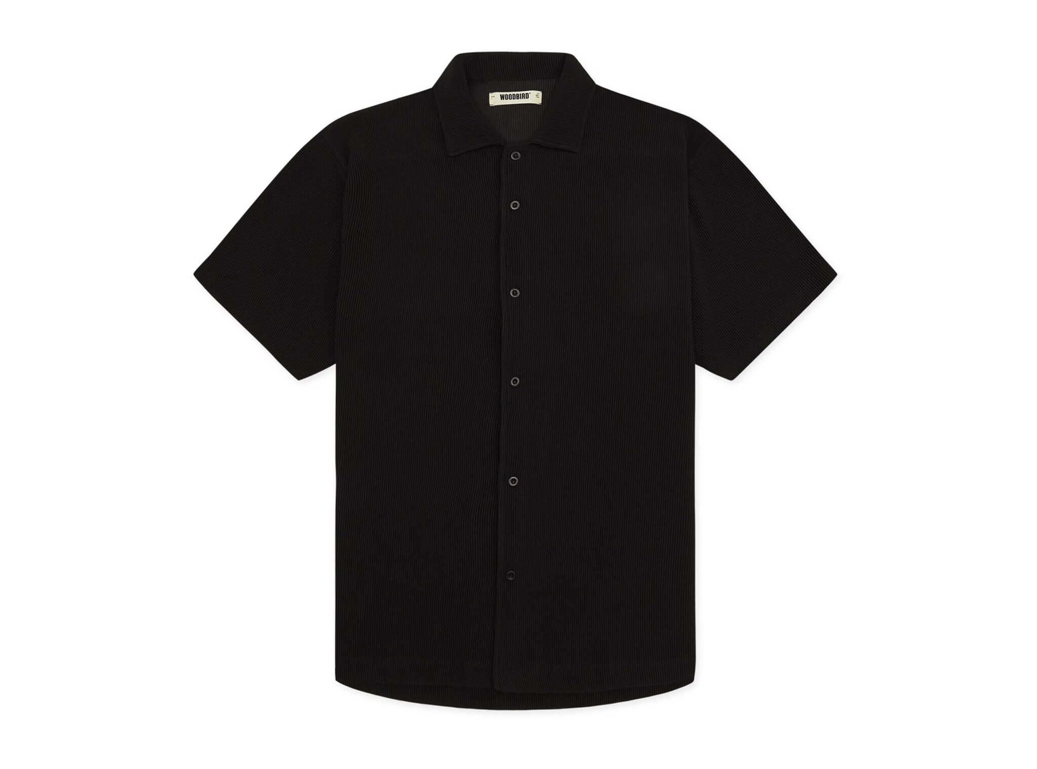 WBBanks Plisse Shirt Black 2416 726 Woodbird WBBanks Plisse Shirt Black 2416 726