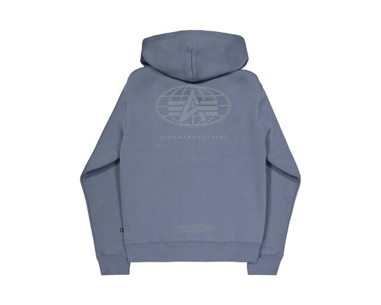 Alpha Industries World Logo BP Hoodie Denim Blue 258337 439