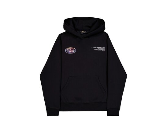 Alpha Industries World Logo Metallic BP Hoodie Black 253841 03