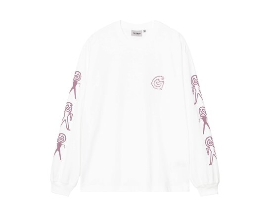 Carhartt WIP LS Terrestrial T-Shirt White Pink Fog I035227.34F.PG.03